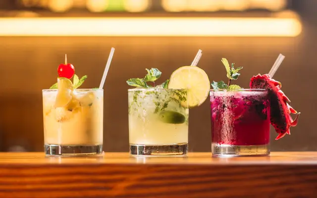 Cocktails on a bar